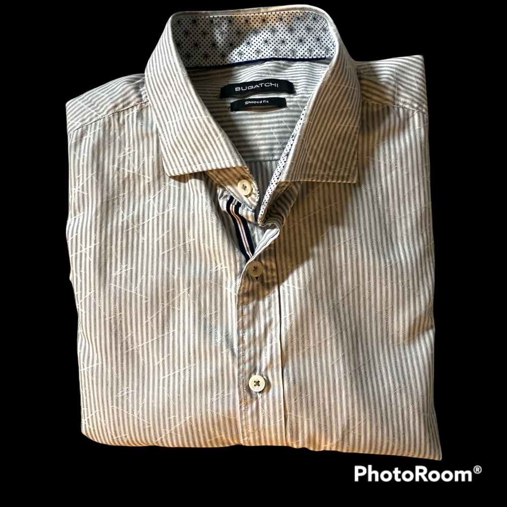 Bugatchi Striped Button Down Shirt XL Shaped Fit
